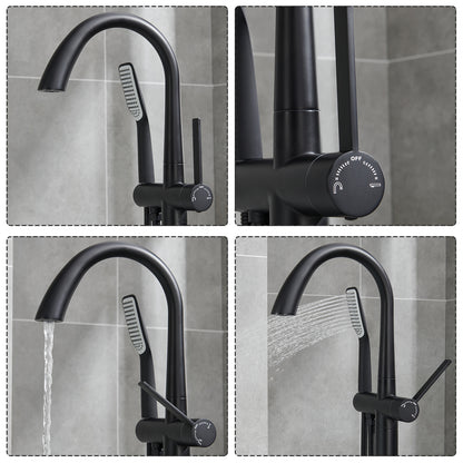 Single-Handle Freestanding Tub Faucet with Handheld Shower in. Matte Black