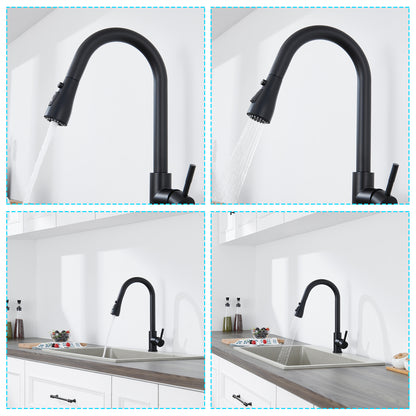 Single Handle Surface-Mounted Pull Out Sprayer Kitchen Faucet Standard Kitchen Faucet in Matte Black