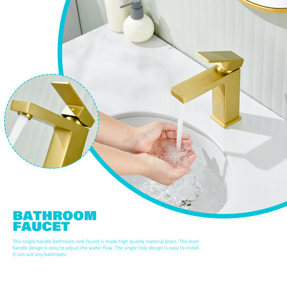 Single-Handle Single Hole Bathroom Faucet in Brushed Gold