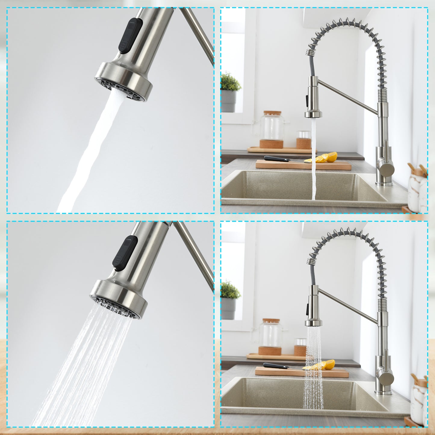 Single Handle Pull Down Sprayer Kitchen Faucet Single Handle in Brushed Nickel