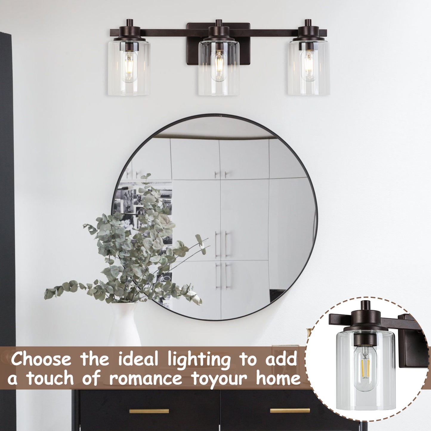 Vanity light 23-in 3-Light Oil-Rubbed Bronze Industrial Vanity Light