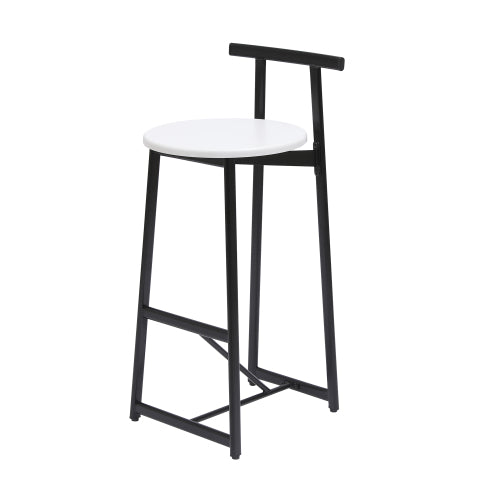 Bar Stools Kitchen Island Bar Chairs Set of 3 Metal Counter Barstools with Backrest for Dining Pub Room (Black & White)