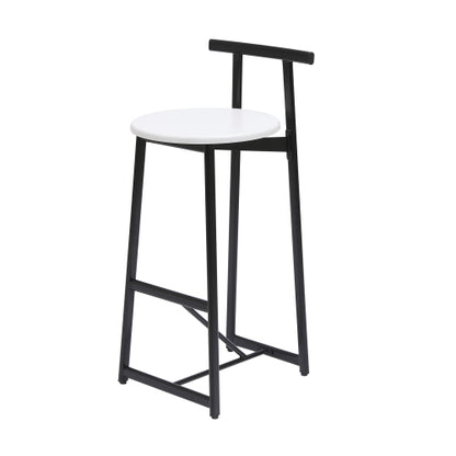 Bar Stools Kitchen Island Bar Chairs Set of 3 Metal Counter Barstools with Backrest for Dining Pub Room (Black & White)