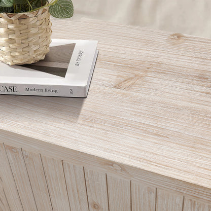 59'' Farmhouse Curved Vintage Storage Sideboard with Adjustable Shelves (Natural Wood Washed)