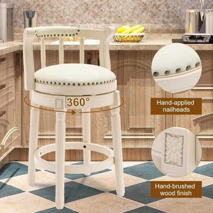 Bar Stools Seat Height 26inch  Leather Wooden Bar Stools(WHITE 1pc)