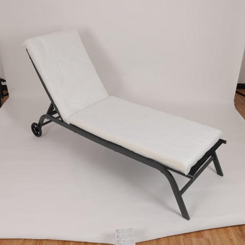 2PCS Set Outdoor Lounge Chair Cushion Replacement Patio Funiture Seat Cushion Chaise Lounge Cushion-Grey/white