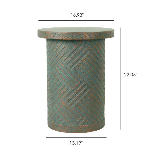 Cement Outdoor End Tables for Patio, GardenAccent Table, Modern Small Round Side Tablefor Outside, Tree Stump Garden Stool DrumTable indoor and Outdoor