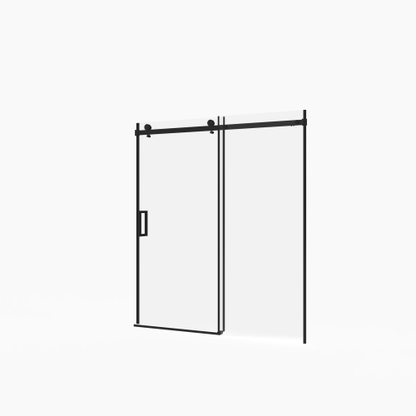 56-60"W x 72"H Frameless Sliding Shower Door,5/16" (8mm) Thick SGCC Tempered Clear Glass,Double Side Easy Clean Coat, Matte Black Finished With Buffer
