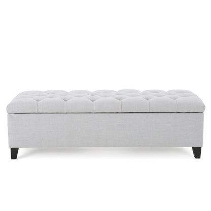 51 Inch Contemporary Tufted Storage Ottoman Bench, Diamond Stitch Upholstered Footrest with Soft Close Pressure Hinges