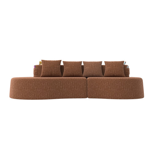 Modern Half-Moon Curved 3-Seat Modular Chenille Sofa No-Assembly for Living-Room Office Apartment