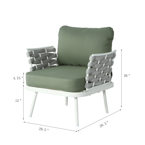 Mariano Steel Club Chair Set of 2, Off White+Green