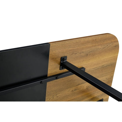 60.2 Inch Two-Tone MDF Dining Table, Modern Minimalist Industrial Sturdy Metal Leg Kitchen Work Table