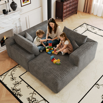 103 inch  Dark Grey L-Shape Cloud Deep-Seat Corner Sectional Sofa, No Assembly