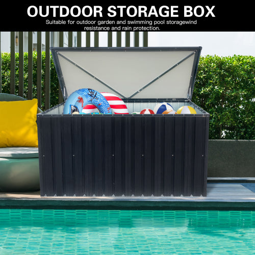 Outdoor Metal Storage Box Large Capacity Waterproof Roof Lockable Doors Garden Patio Tool Box