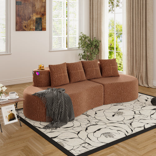 Modern Half-Moon Curved 3-Seat Modular Chenille Sofa No-Assembly for Living-Room Office Apartment
