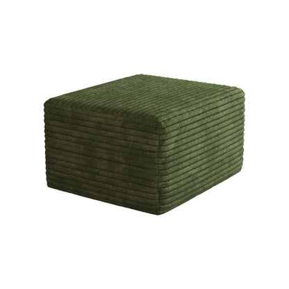 Green Plush Corduroy Sofa Ottoman with No Assembly Design