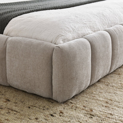 Queen Size Upholstered Bed Frame with Thick Fabric, Chenille Fabric Grounded Queen Size Platform Bed with Headboard and Solid Frame. No Box Spring Needed, Beige(68inch *86.5inch *23.5inch )