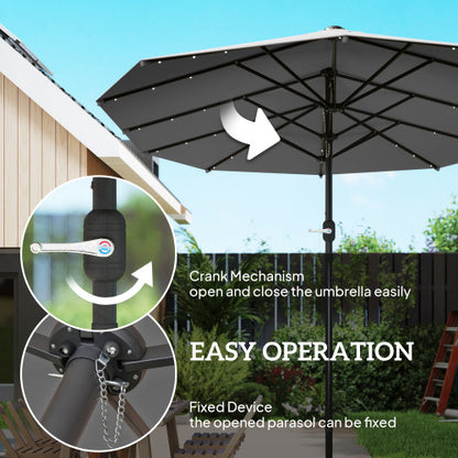 Easy to Use Double-Sided Parasol with Base,Patio Parasol with LED Solar Lights,Parasol Double-Sided Sun Umbrella