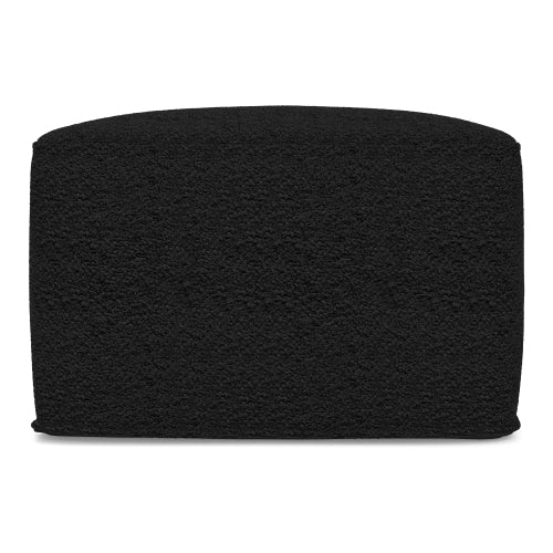 24 Inch Square Black Boucle Ottoman Pouf Footrest Accent Stool