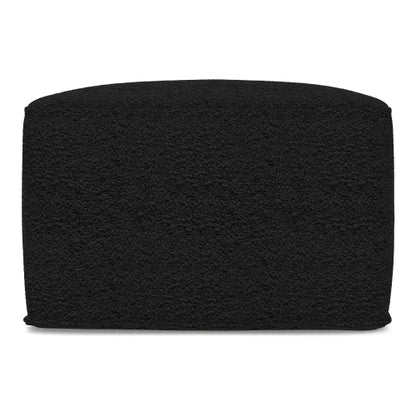 24 Inch Square Black Boucle Ottoman Pouf Footrest Accent Stool