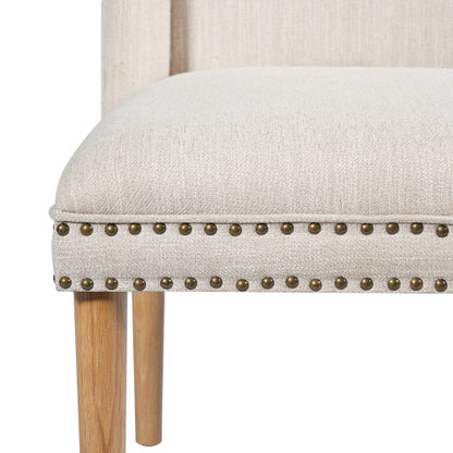 Rivet Upholstered Dining Chairs Set of 2 with Rubber Wood Legs