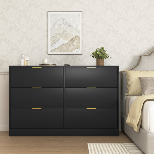 Simply Modern 6-Drawer Dresser, Chest of Drawers for Bedroom, Living Room, Hallway, and Entryway - Large Storage Cabinet Black