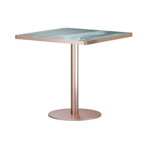 31.5 Inch Square Tulip Dining Table, Sintered Stone Marble Top Stainless Steel Base Indoor Outdoor Table