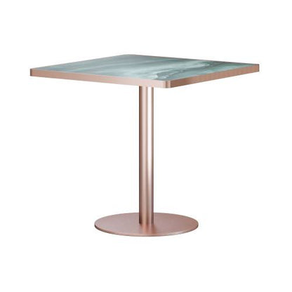 31.5 Inch Square Tulip Dining Table, Sintered Stone Marble Top Stainless Steel Base Indoor Outdoor Table