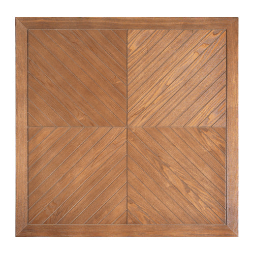 31.5inch  Square Mid-Century Coffee Table, Brown Wood-Grain Top & Black Base Farmhouse Center Table