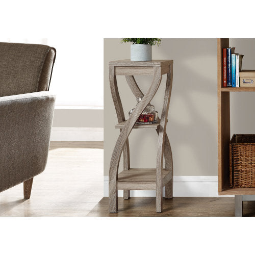 32 Inch 3-Tier Square Accent Table, Dark Taupe Laminate