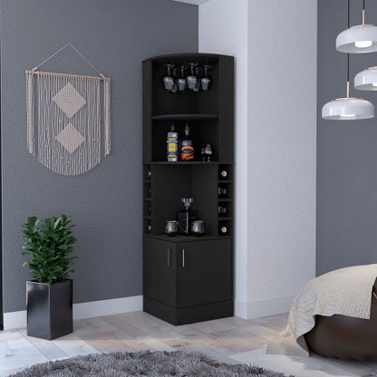 Bar Cabinet, Eight Bottle Cubbies, Two Large Open Shelves