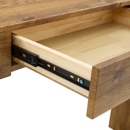 Elegant Natural Wood Grain Bar Table-50 Inches Long, a Practical Choice for Modern Homes.Wood Grain Texture Sticker,Equipped With Two Drawers.Serving As A Bar Table Or A Desk.