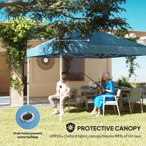 10x 10 ft party tent Pop Up Canopy Tent with 2 Half Sidewalls with Wheeled Carry Bag, Blue