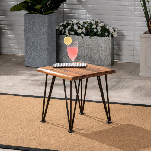 ZION INDUSTRIAL WOOD AND METAL COFFEE TABLE WITH ACCENT TABLE