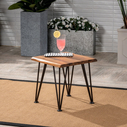 ZION INDUSTRIAL WOOD AND METAL COFFEE TABLE WITH ACCENT TABLE