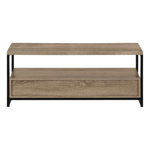 Brown 48 inch TV Stand with Drawers and Black Metal Frame