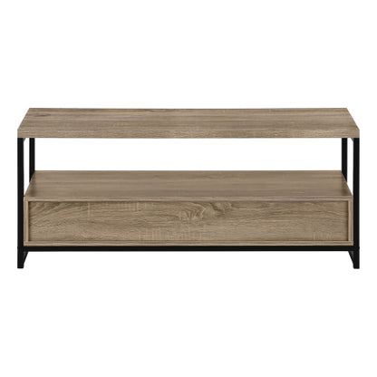 Brown 48 inch TV Stand with Drawers and Black Metal Frame