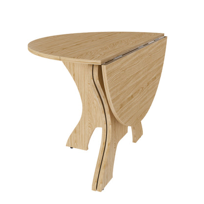 43 in Folding Dining Table for Small Spaces, MDF Table with Wild Oak Veneer, Space Saving Foldable Kitchen Table for Indoor and Outdoor Use