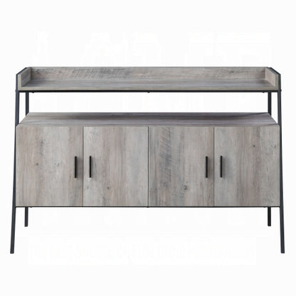 Grey Oak & Black 52 Inch Industrial TV Stand with 4 Doors for 50 Inch TV