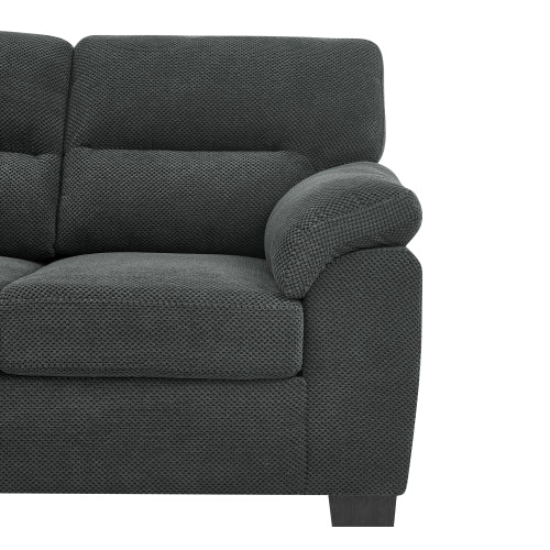 Dark Gray 3-Seater Textured Fabric Minimalist Living Room Sofa