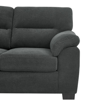 Dark Gray 3-Seater Textured Fabric Minimalist Living Room Sofa