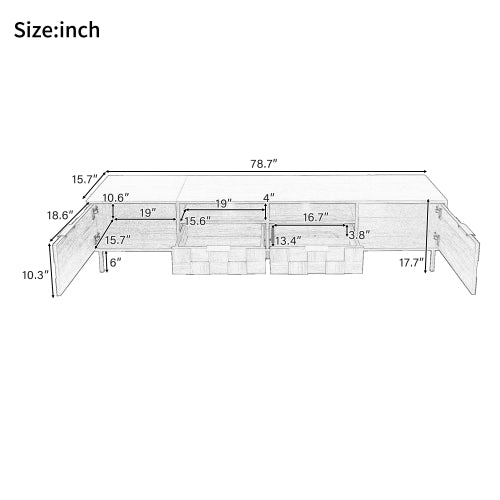 78.7 inch Natural Mid Century TV Stand 2 Drawer Media Console Supports Up To 85 Inch TV
