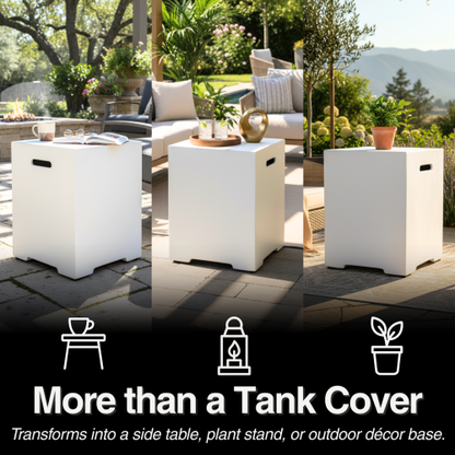 Propane Tank Cover 16 Inch, 20 LB Outdoor Tank Storage Hideaway Table for Gas Fire Pits