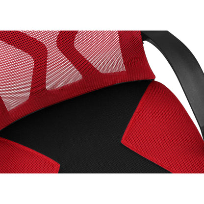 Office Chair, Adjustable Height, Swivel, Ergonomic, Armrests, Computer Desk, Work, Red Mesh, Black Metal, Contemporary, Modern