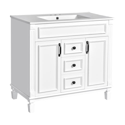 36'' Bathroom Vanity with Top Sink, Modern Bathroom Storage Cabinet with 2 Soft Closing Doors and 2 Drawers, Single Sink Bathroom Vanity