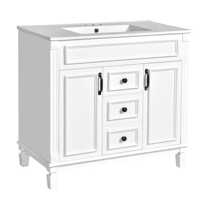 36'' Bathroom Vanity with Top Sink, Modern Bathroom Storage Cabinet with 2 Soft Closing Doors and 2 Drawers, Single Sink Bathroom Vanity
