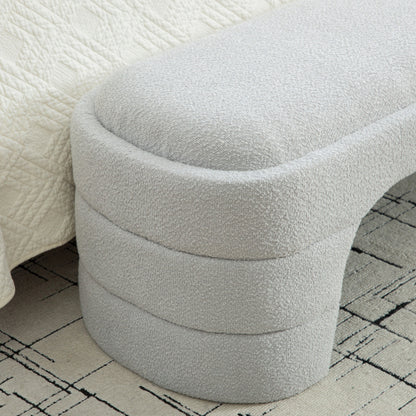 64.96inch Wide Modern Upholstered Armless Upholstered Bedroom Benches End of Bed Bench for Entryway, Ottoman Foot Stool for Living Room and Bedroom, Entryway,Light gray Boucle