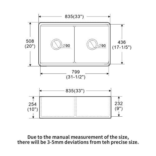 White Farmhouse Sink Workstation - 33 x 20 x 10 inch White Ceramic Porcelain Double Bowl Farm Kitchen Sink