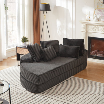 78.5 inch  Corduroy Semi-Circular Sofa-Bed Recliner,5 Pillows & Neck Pillow