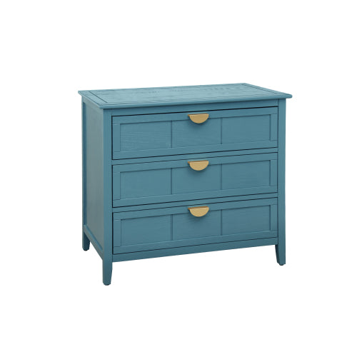 American Style 3-Drawer Storage Cabinet Anti-Tip Design Non-Slip Foot Pad Household Bedroom Study Wooden Chest Cabinet